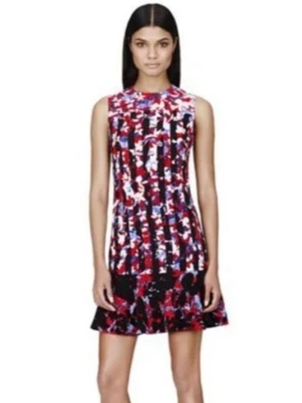 PETER PILOTTO RedWhite Blue Black Print Zipper Back Lined Midi Dress